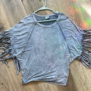 Gray Fringe Women's Top